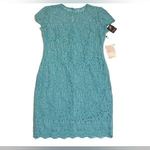 Adrianna Papell Teal Lace Midi Dress